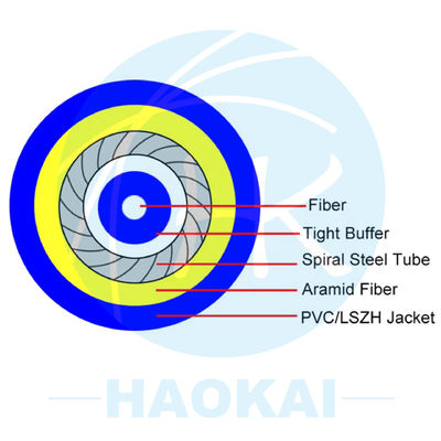 GJFXH Simplex Gepantserde Indoor Drop Fiber Cable G657A2 1core Met Kevlar Garn