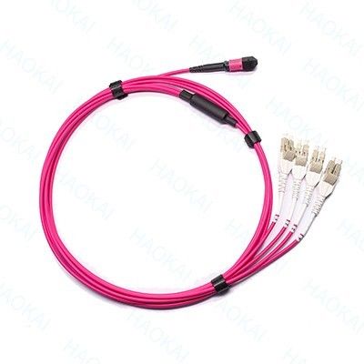 LC optische vezel patch cord 12core MPO Fan Out Om4 Fiber patch cables