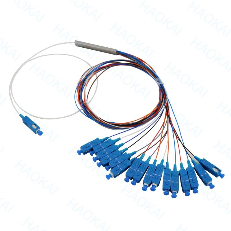 FTTH Mini Steel Tube Fiber Optic Splitter 1x16 PLC Splitter met SC UPC connector
